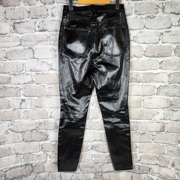 Free People We The Free Vegan Patent Leather Pant Button Fly 5  Pocket Black 28 - Picture 9 of 16